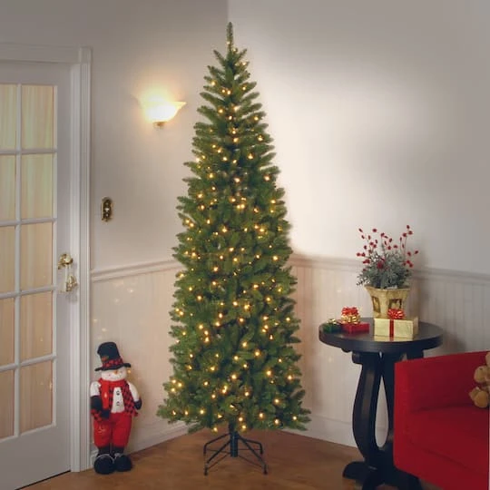 7ft. Pre-lit Kingswood Fir Pencil Artificial Christmas Tree, Clear Lights 5 7ft. Pre-lit Kingswood Fir Pencil Artificial Christmas Tree, Clear Lights - Image 3