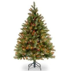 4.5 Ft. Pre-Lit Feel Real® Downswept Douglas Full Artificial Christmas Tree, Multicolor Lights