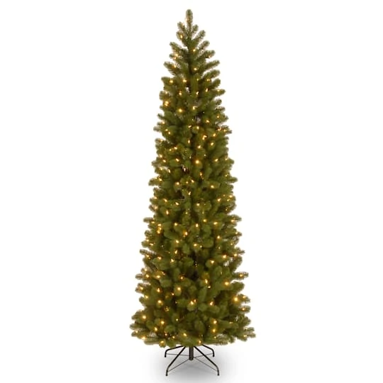 7.5 Ft. Pre-lit Feel Real® Hinged Down Swept Douglas Fir Pencil Artificial Christmas Tree, Clear Lights 3 7.5 Ft. Pre-lit Feel Real® Hinged Down Swept Douglas Fir Pencil Artificial Christmas Tree, Clear Lights