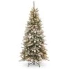 7.5 Ft. Pre-Lit Snowy Mountain Pine Slim Hinged Artificial Christmas Tree, Clear Lights -Northlight Shop 28904 SMT 304 75