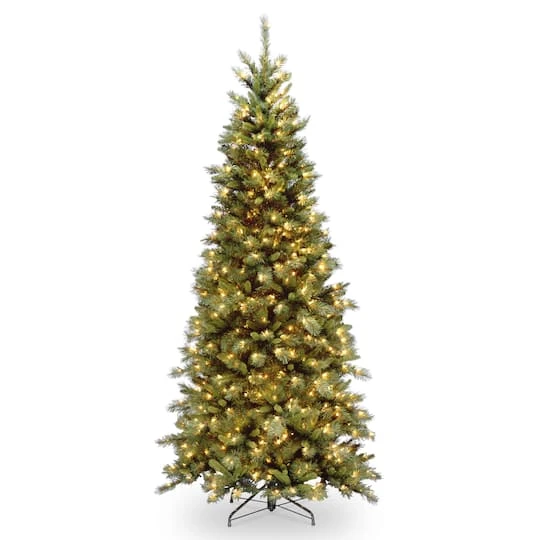 7.5 Ft. Pre-lit Tiffany Fir Slim Artificial Christmas Tree, Clear Lights 4 7.5 Ft. Pre-lit Tiffany Fir Slim Artificial Christmas Tree, Clear Lights - Image 2