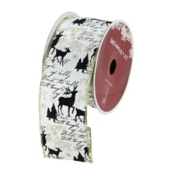 Northlight Pack Of 12 White And Black Playful Reindeer Christmas Wired Craft Ribbons - 2.5" X 120 Yards -Northlight Shop 289780839269200 2