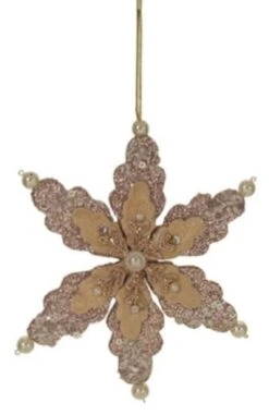 Melrose 6" Beige Glittered Snowflake With Pearls And Gems Christmas Ornament 6 Melrose 6" Beige Glittered Snowflake With Pearls And Gems Christmas Ornament -Northlight Shop 292348565974032 1