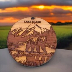 Cedar Ornament - Lake Creek - Raw Cedar 3x3in -Northlight Shop 294488301344656 2