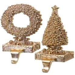 10" Resin Gilded Berry Tree & Wreath Stocking Holder – Elegant Christmas Décor -Northlight Shop 296110755672224 2