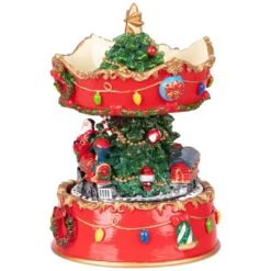 Northlight Santa On Train Musical Christmas Carousel - 6" - Red And Gold -Northlight Shop 297747306307792