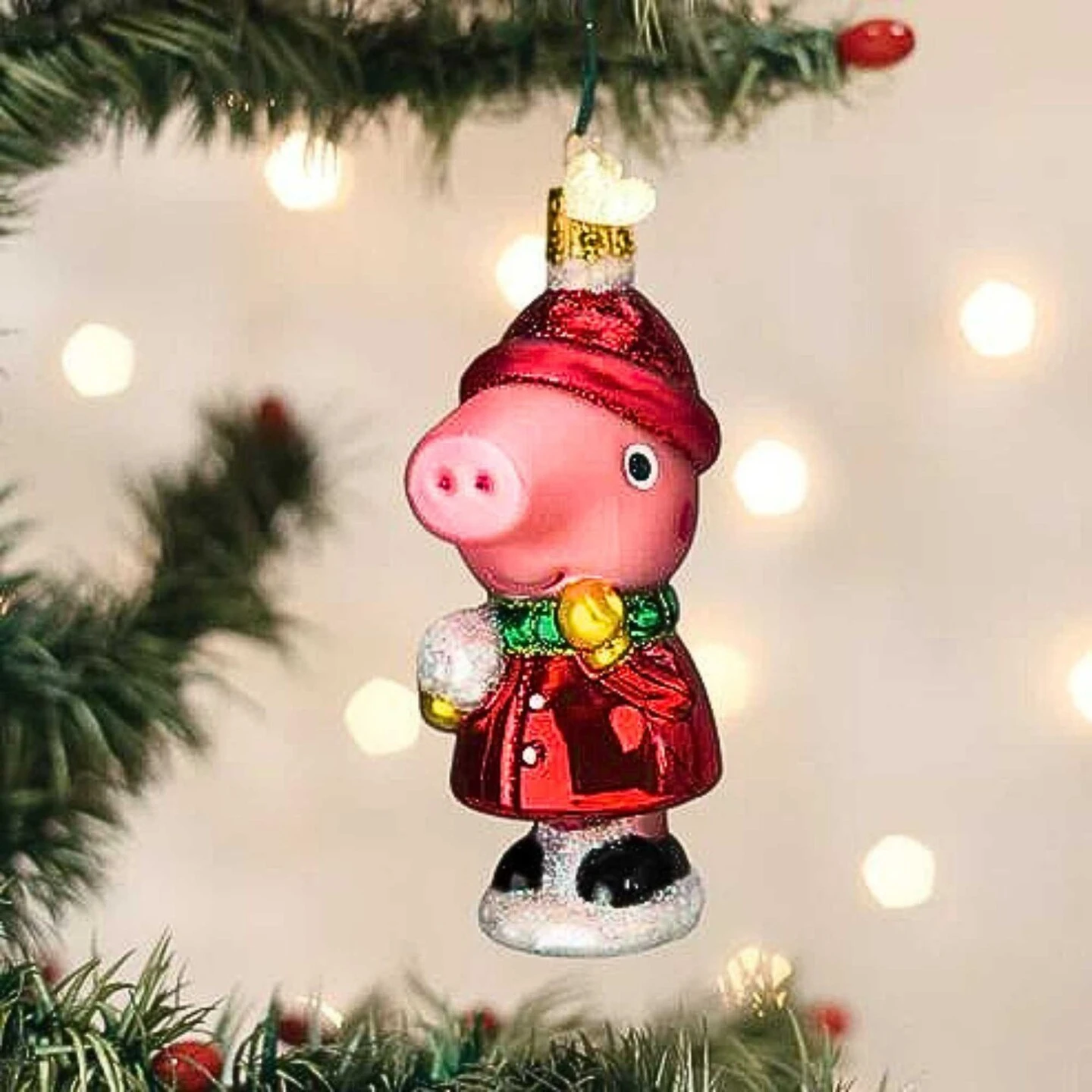 Old World Christmas 4.0 Inch Peppa Pig With Snowball Christmas Tree Ornament , Cartoon Children's Series Pink 8 Old World Christmas 4.0 Inch Peppa Pig With Snowball Christmas Tree Ornament , Cartoon Children's Series Pink - Image 6