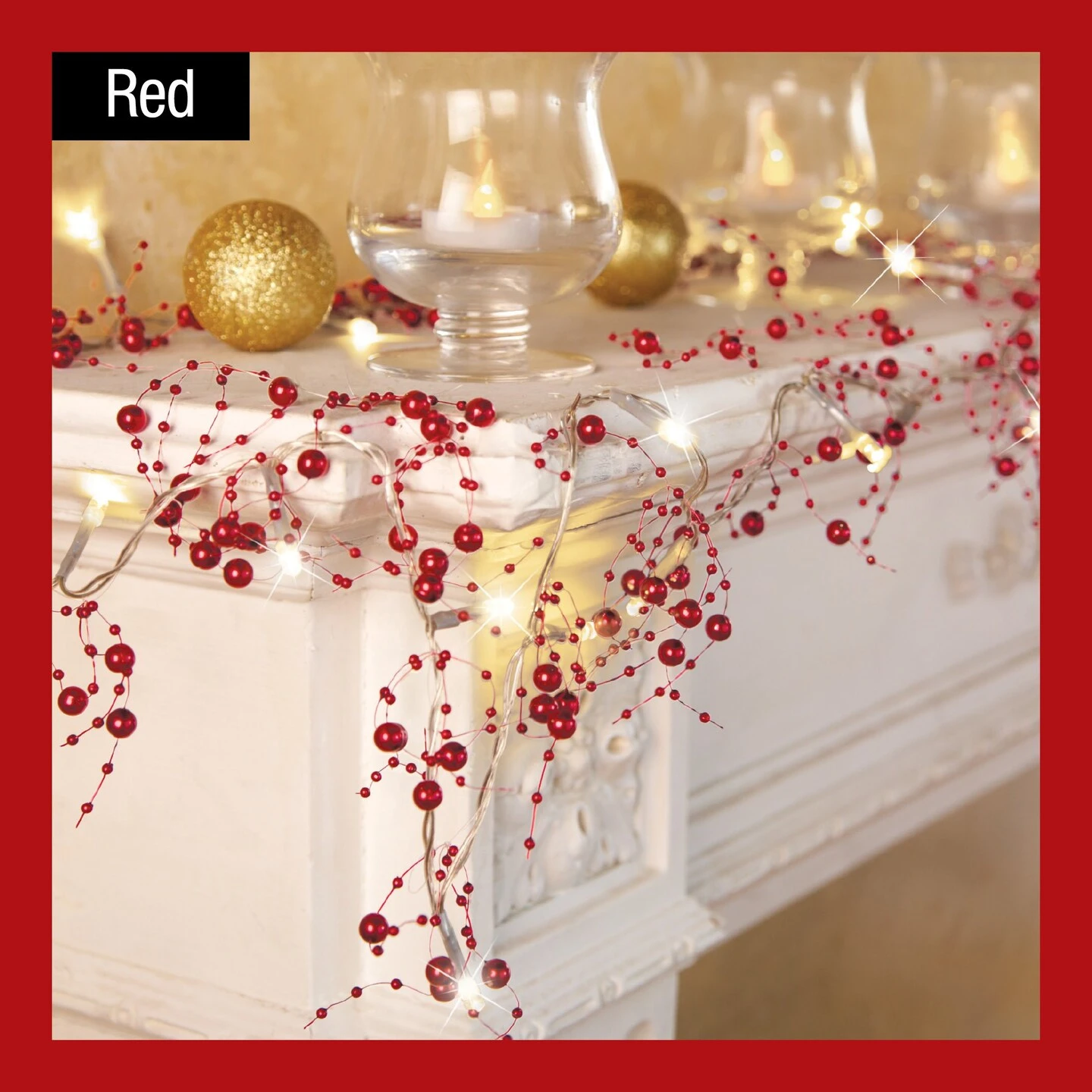 Collections Etc Lighted Berry-Beaded Holiday Garland 7 Collections Etc Lighted Berry-Beaded Holiday Garland - Image 5