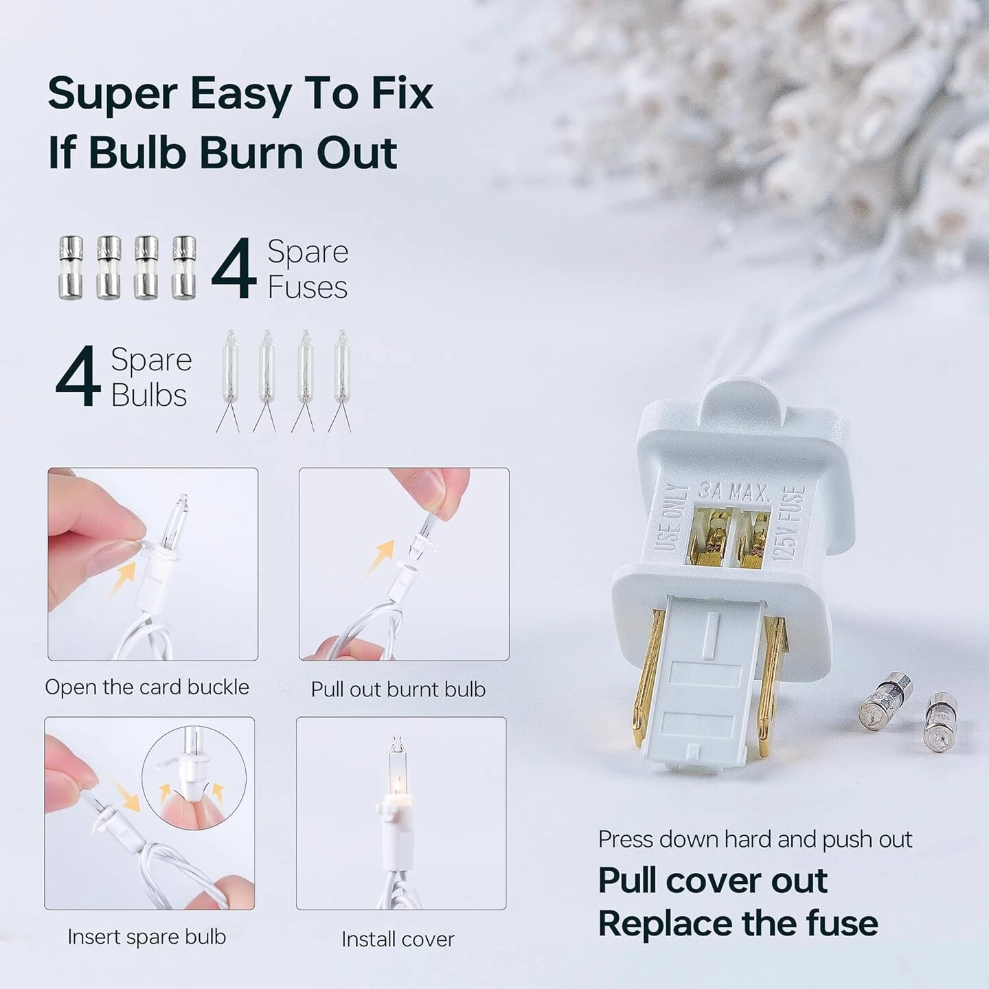 100 Count Clear Christmas Lights White Wire,23Feet Incandescent Clear Mini Lights,Connectable Indoor Outdoor Christmas Tree String 8 100 Count Clear Christmas Lights White Wire,23Feet Incandescent Clear Mini Lights,Connectable Indoor Outdoor Christmas Tree String - Image 6