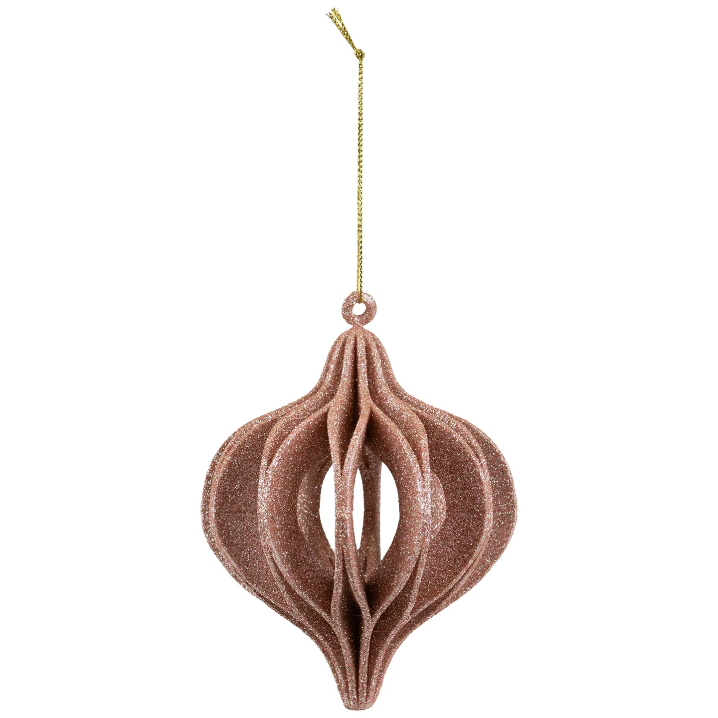 Northlight Champagne Pink Open Cut Glitter Onion Shatterproof Christmas Ornament 5" (127mm) Gold 5 Northlight Champagne Pink Open Cut Glitter Onion Shatterproof Christmas Ornament 5" (127mm) Gold - Image 3