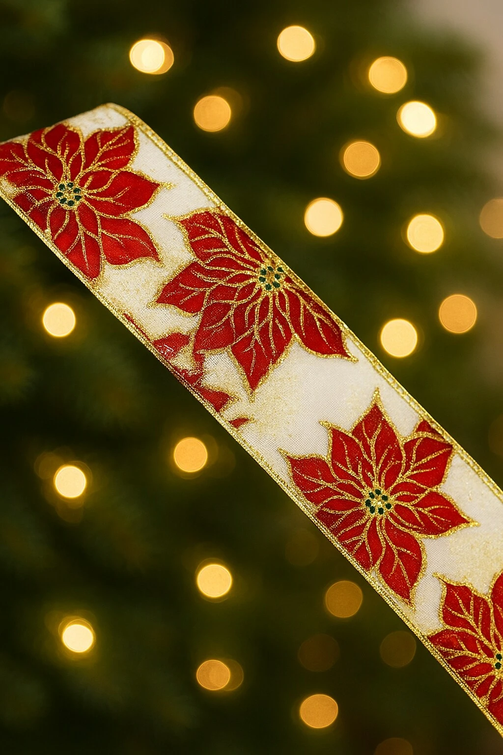 Designer’s Shop WR 63-5213 Red Poinsettia On White Wired Edge Ribbon – 2.5" X 10 Yards – Christmas Floral Glitter Accent 10 Designer’s Shop WR 63-5213 Red Poinsettia On White Wired Edge Ribbon – 2.5" X 10 Yards – Christmas Floral Glitter Accent - Image 8