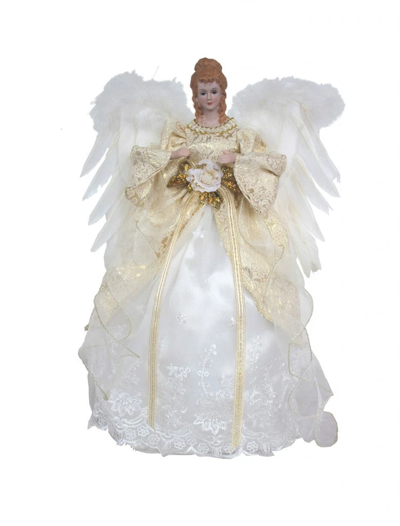 White Lace Angel 16 Inch Tree Topper 3 White Lace Angel 16 Inch Tree Topper