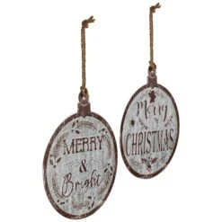Northlight Merry Christmas And Merry And Bright Wall Signs - 14" - Gray And Brown - Set Of 2 12 Northlight Merry Christmas And Merry And Bright Wall Signs - 14" - Gray And Brown - Set Of 2 -Northlight Shop 335442626236304