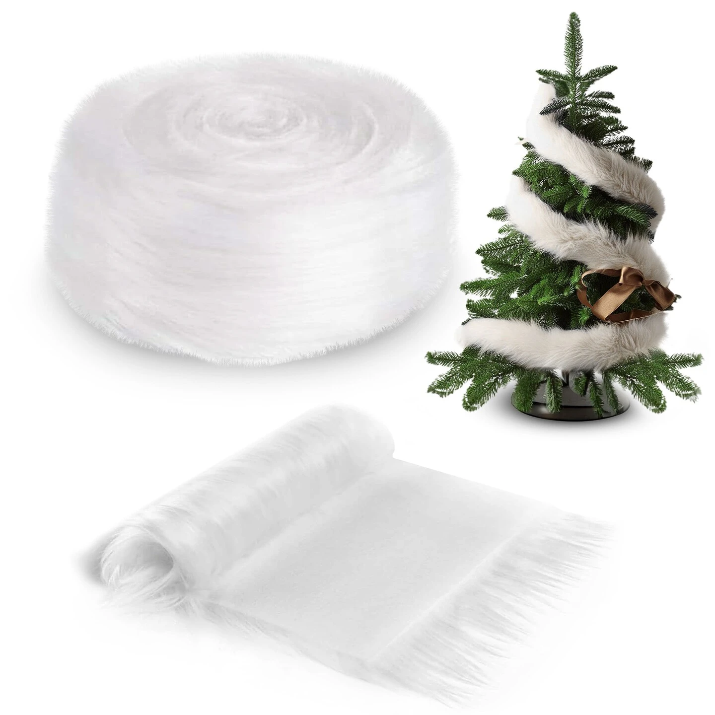 FabricLA Faux Fur Ribbon Trim Fabric - 3" Wide X 72" Long (6 FT) - Soft Christmas Fur Great For Crafting, Sewing, And Decorating - White 9 FabricLA Faux Fur Ribbon Trim Fabric - 3" Wide X 72" Long (6 FT) - Soft Christmas Fur Great For Crafting, Sewing, And Decorating - White - Image 7