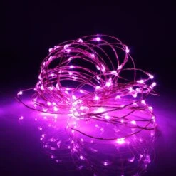 Perfect Holiday 100 LED Silver Copper Fairy Light Plug In Pink