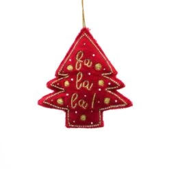 Embroidered Christmas Cheer Ornament - Red - 4" X 0.75" X 4" 19 Embroidered Christmas Cheer Ornament - Red - 4" X 0.75" X 4" -Northlight Shop 34261195898992 1