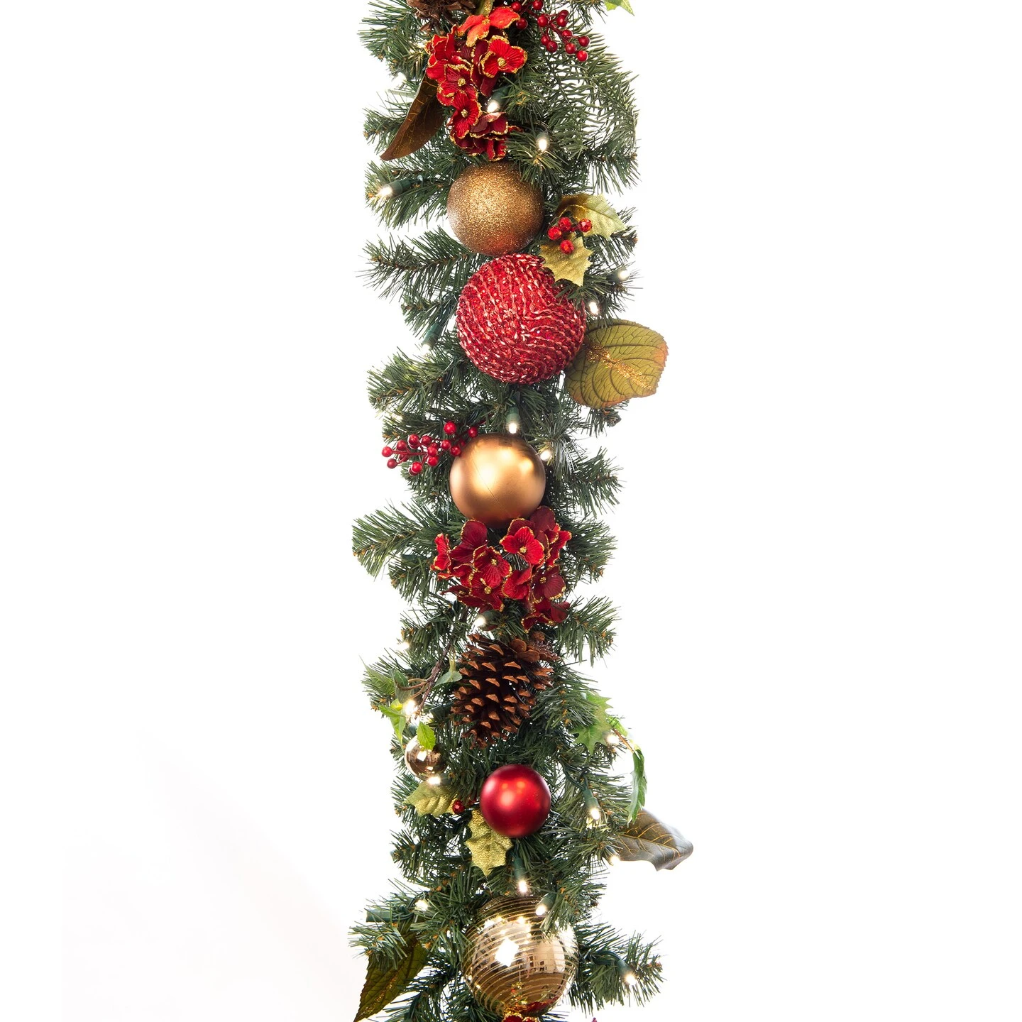 9 Ft. Artificial Christmas Garland With Lights - Scarlet Hydrangea 15 9 Ft. Artificial Christmas Garland With Lights - Scarlet Hydrangea - Image 13