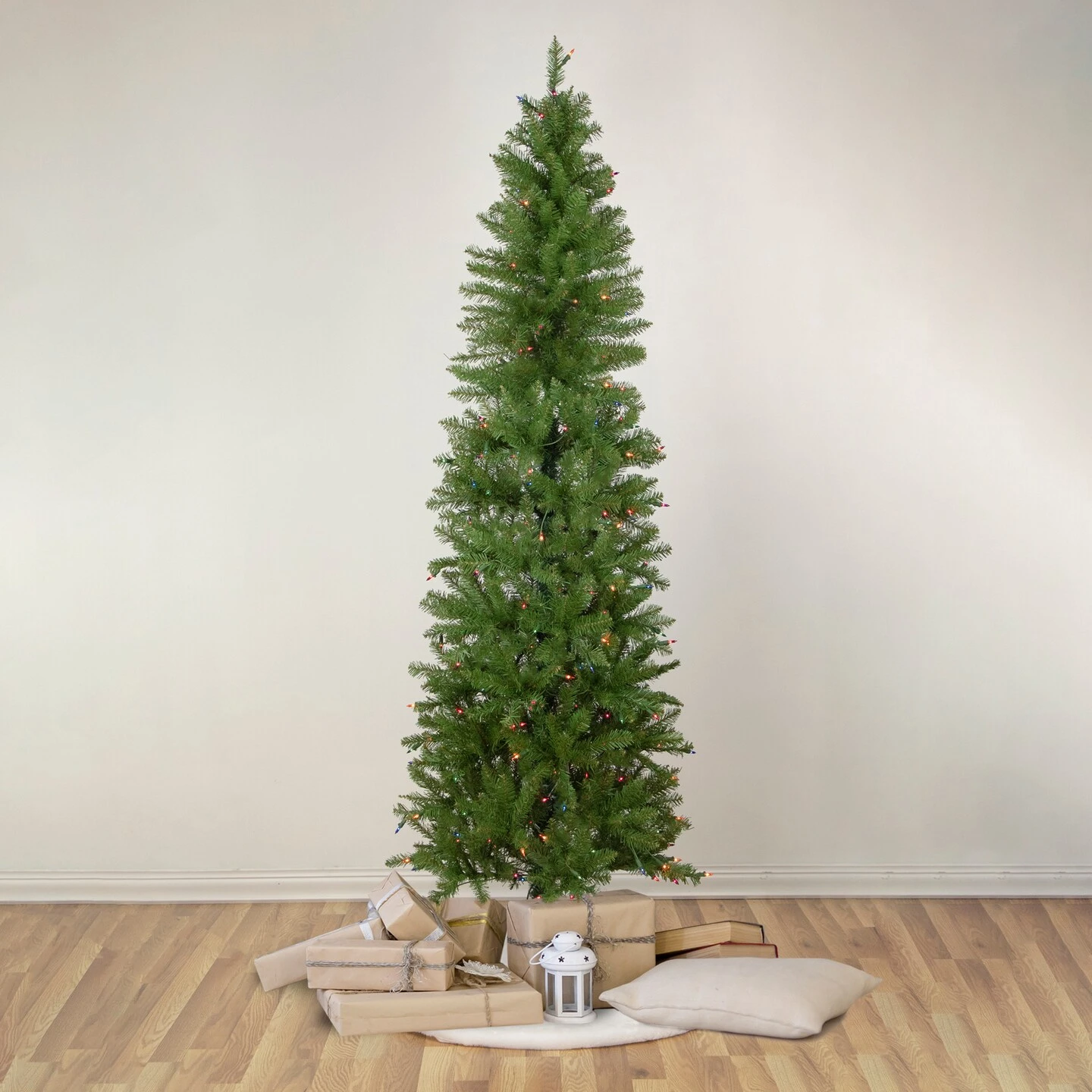Northlight 6.5' Pre-Lit Silver Lake Fir Pencil Artificial Christmas Tree, Multi Lights Green 5 Northlight 6.5' Pre-Lit Silver Lake Fir Pencil Artificial Christmas Tree, Multi Lights Green - Image 3