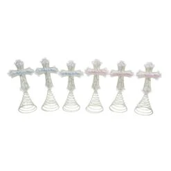 Roman Set Of 6 Ivory And Green God Bless Baby's First Christmas Cross Tree Toppers 9" 7 Roman Set Of 6 Ivory And Green God Bless Baby's First Christmas Cross Tree Toppers 9" -Northlight Shop 3458793193296749216 1
