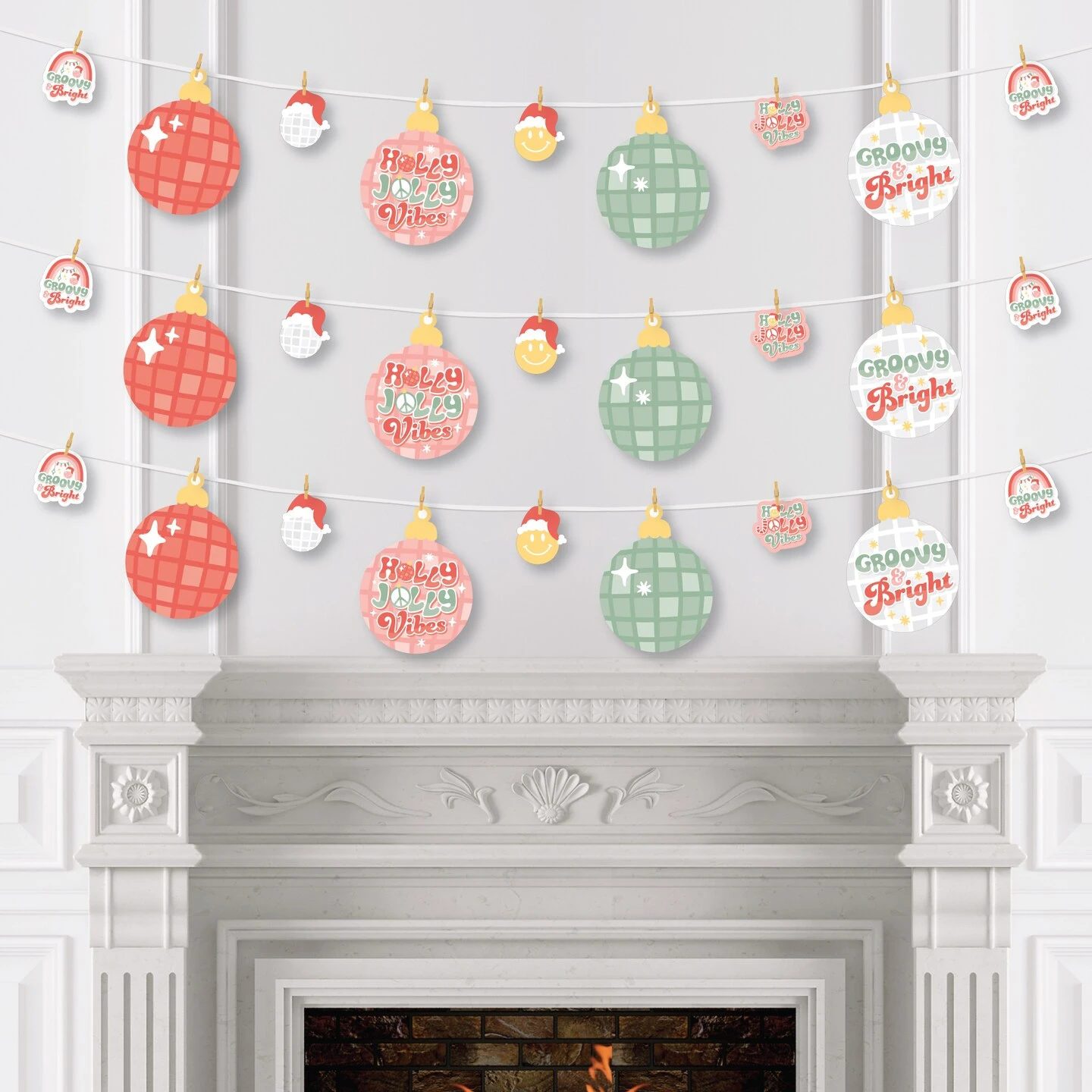 Big Dot Of Happiness Groovy Christmas - Pastel Holiday Party DIY Decorations - Clothespin Garland Banner - 44 Pieces 6 Big Dot Of Happiness Groovy Christmas - Pastel Holiday Party DIY Decorations - Clothespin Garland Banner - 44 Pieces - Image 4