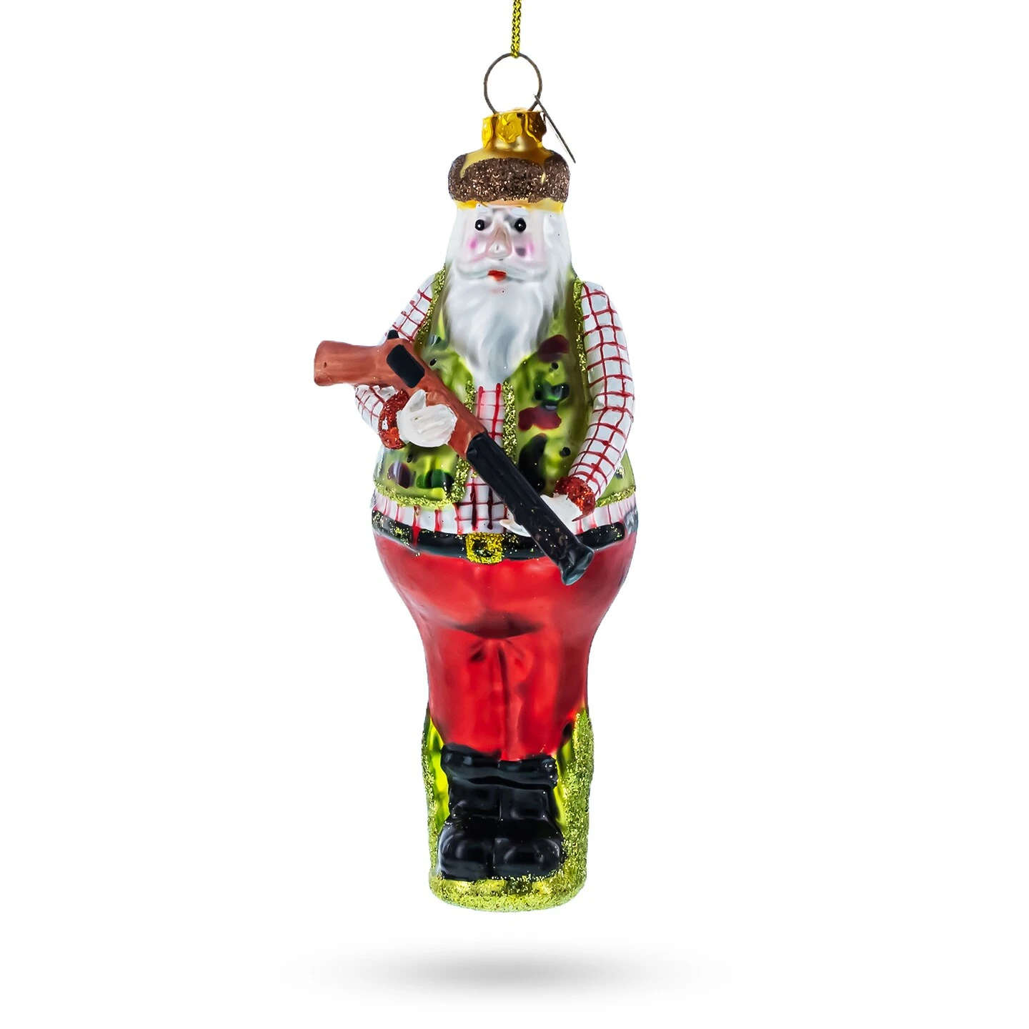 Hunter Santa Glass Christmas Ornament 9 Hunter Santa Glass Christmas Ornament - Image 7