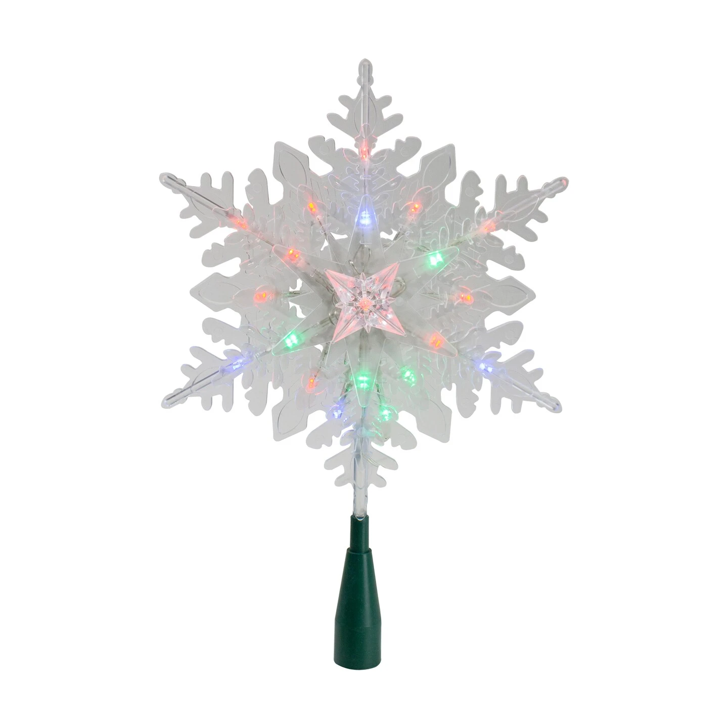 Kurt Adler 15" Lighted Three Dimensional Snowflake Christmas Tree Topper - Multi Colored Lights 4 Kurt Adler 15" Lighted Three Dimensional Snowflake Christmas Tree Topper - Multi Colored Lights - Image 2