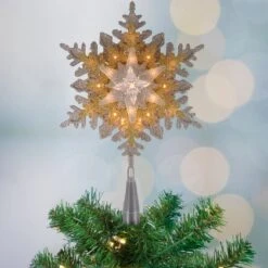 Northlight 13.75" Lighted Gold And Silver Snowflake Christmas Tree Topper, Clear Lights 12 Northlight 13.75" Lighted Gold And Silver Snowflake Christmas Tree Topper, Clear Lights -Northlight Shop 3459144806290678432