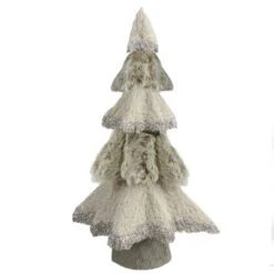 Northlight Sisal And Faux Fur Christmas Tree With Glitter - 20" - Gray