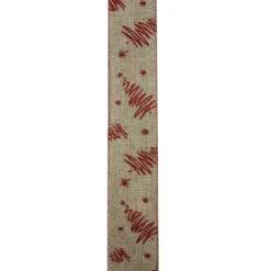 Northlight Pack Of 12 Red And Beige Christmas Tree Wired Craft Ribbons - 2.5" X 120 Yards -Northlight Shop 3459144807032939168