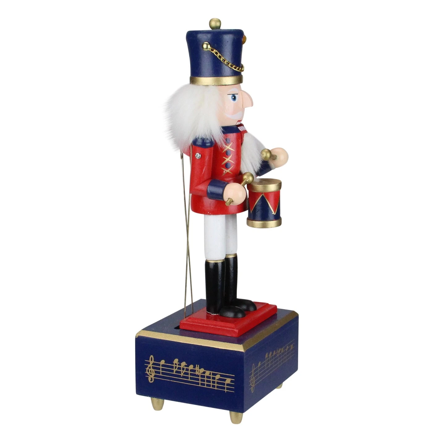 Northlight Nutcracker Drummer Animated And Musical Christmas Figure - 12" - Red And Navy 6 Northlight Nutcracker Drummer Animated And Musical Christmas Figure - 12" - Red And Navy - Image 4