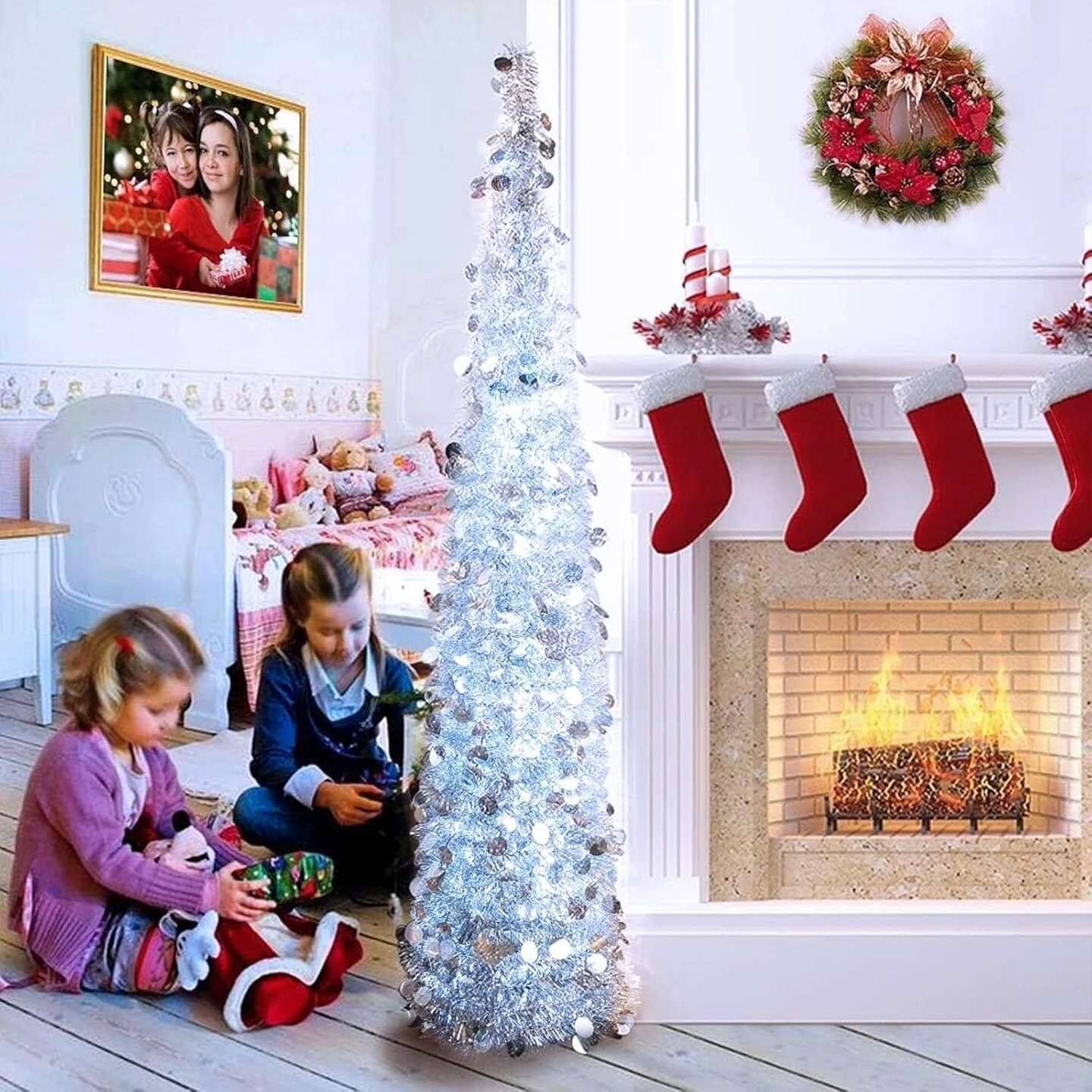 33ft 100 LED White Christmas Lights, 8 Modes Connectable Clear Wire Twinkle Fairy String Lights Indoor, Plug-in Christmas String Lights Outdoor Waterproof For Christmas Wedding Party Tree 11 33ft 100 LED White Christmas Lights, 8 Modes Connectable Clear Wire Twinkle Fairy String Lights Indoor, Plug-in Christmas String Lights Outdoor Waterproof For Christmas Wedding Party Tree - Image 9