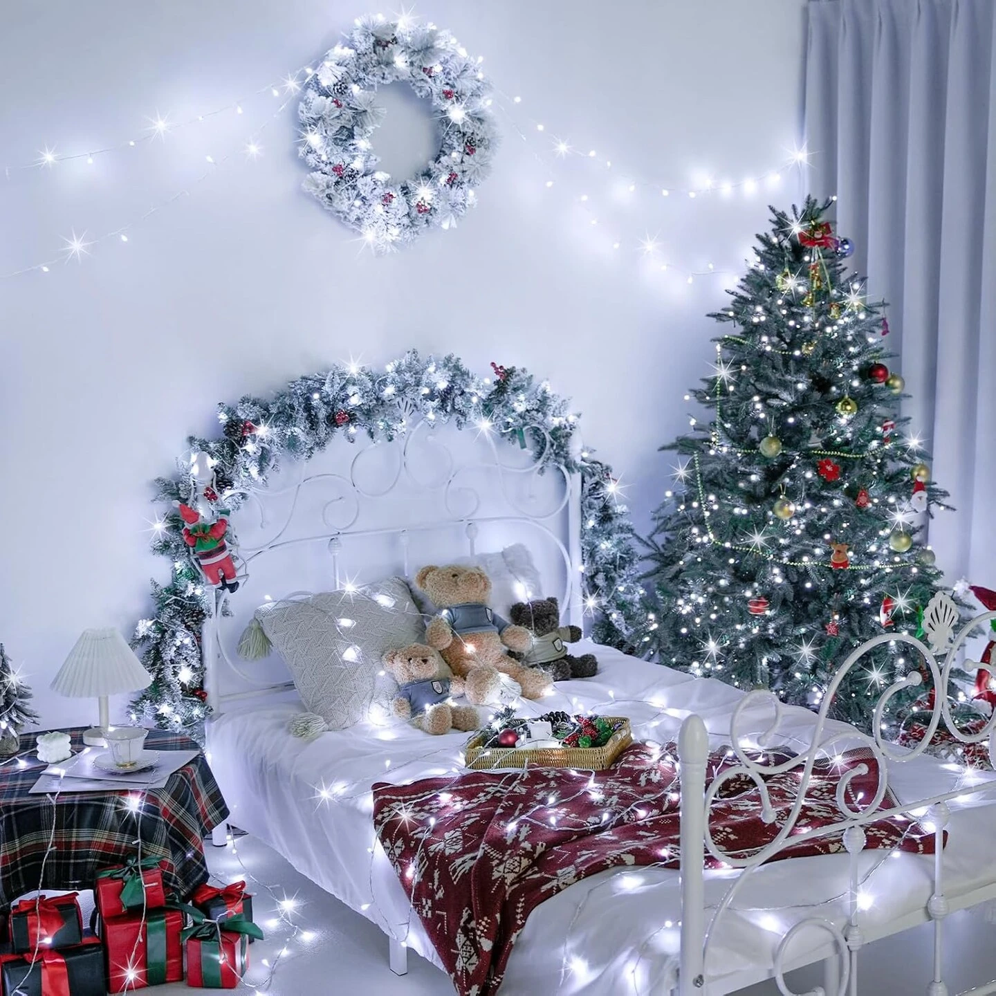 33ft 100 LED White Christmas Lights, 8 Modes Connectable Clear Wire Twinkle Fairy String Lights Indoor, Plug-in Christmas String Lights Outdoor Waterproof For Christmas Wedding Party Tree 12 33ft 100 LED White Christmas Lights, 8 Modes Connectable Clear Wire Twinkle Fairy String Lights Indoor, Plug-in Christmas String Lights Outdoor Waterproof For Christmas Wedding Party Tree - Image 10