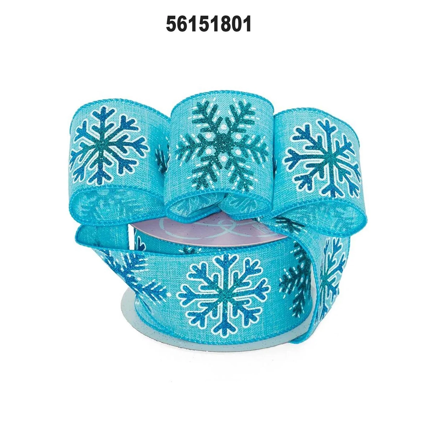 Blue Snowflake Christmas Ribbon 10 Yards X 2.5 Inches 1 Roll 5 Blue Snowflake Christmas Ribbon 10 Yards X 2.5 Inches 1 Roll - Image 3