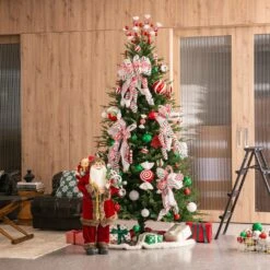 Set Of 191 Christmas New Year Ball Shatterproof Ornaments With Candy Picks & Ribbon Bows -Northlight Shop 358148731824336 2