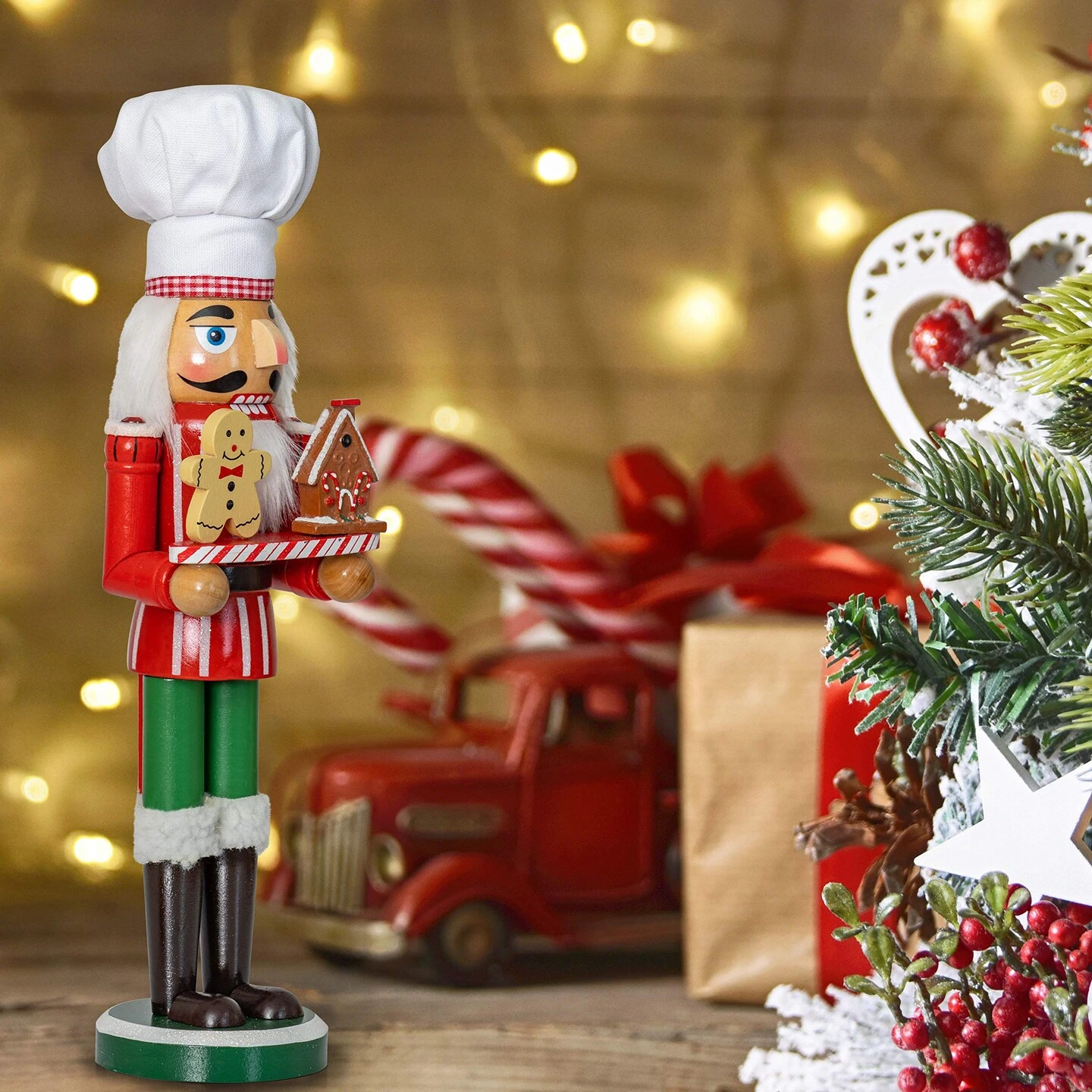 Ornativity Christmas Chef Nutcracker Figure – Wooden Chef Hat Nutcracker With Gingerbread Man And House Holiday Decoration 11 Ornativity Christmas Chef Nutcracker Figure – Wooden Chef Hat Nutcracker With Gingerbread Man And House Holiday Decoration - Image 9