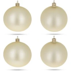 Set Of 4 Beige Glass Ball Christmas Ornaments 4 Inches -Northlight Shop 359325262758096 2