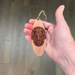 Sugar Skull Surfboard - Cedar Ornament -Northlight Shop 359941916675088 2