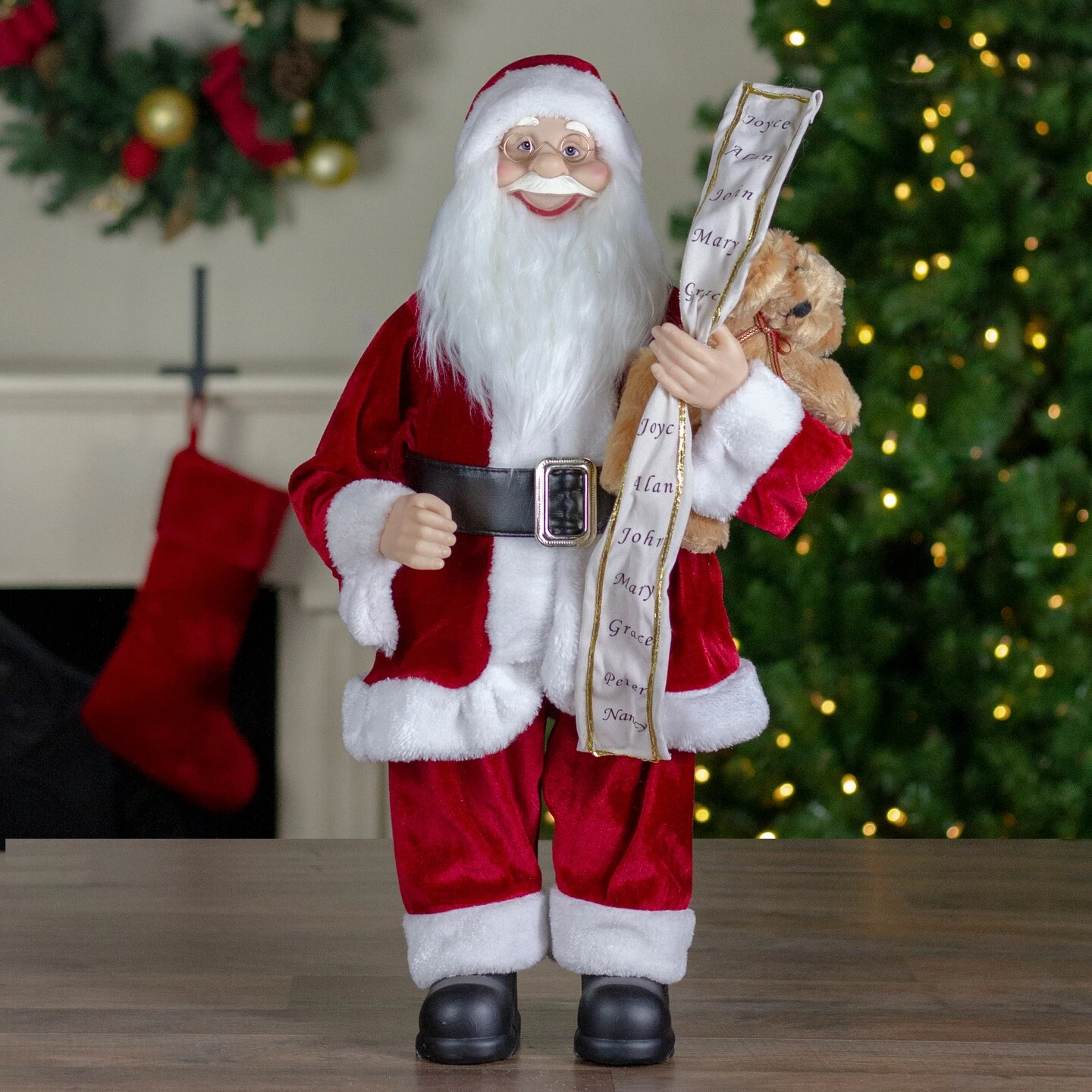 Northlight Standing Santa With Teddy Bear And List Christmas Figure - 24" Red 5 Northlight Standing Santa With Teddy Bear And List Christmas Figure - 24" Red - Image 3