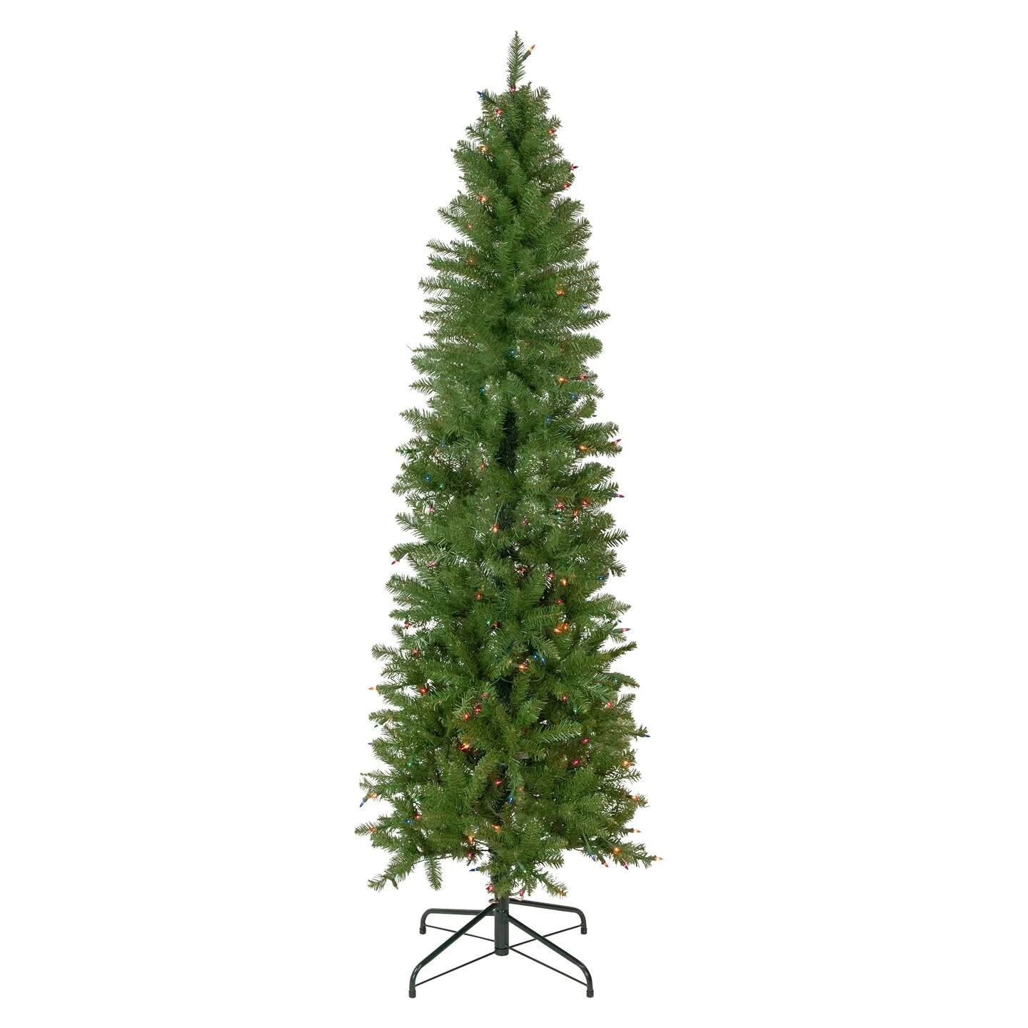 Northlight 6.5' Pre-Lit Silver Lake Fir Pencil Artificial Christmas Tree, Multi Lights Green 3 Northlight 6.5' Pre-Lit Silver Lake Fir Pencil Artificial Christmas Tree, Multi Lights Green