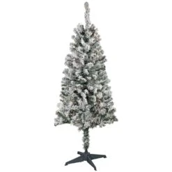 Northlight 4' Pre-Lit Flocked Pine Artificial Christmas Tree, Clear Lights Green 10 Northlight 4' Pre-Lit Flocked Pine Artificial Christmas Tree, Clear Lights Green -Northlight Shop 363454965605024 1