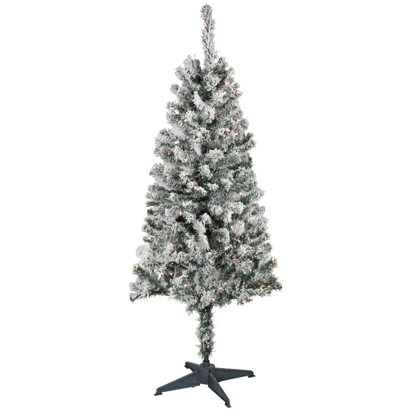 Northlight 4' Pre-Lit Flocked Pine Artificial Christmas Tree, Clear Lights Green 4 Northlight 4' Pre-Lit Flocked Pine Artificial Christmas Tree, Clear Lights Green - Image 2