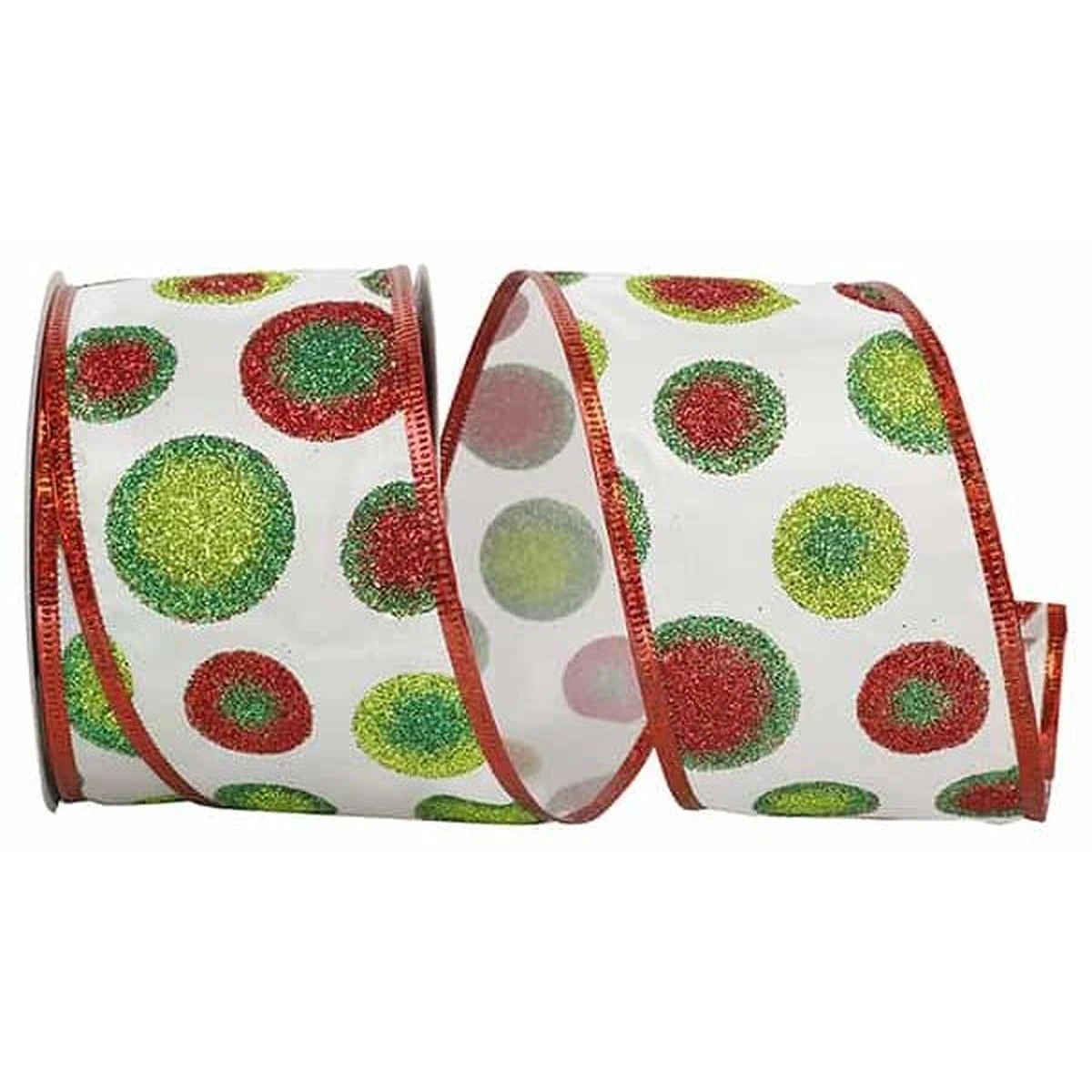 2.5" Bullseye Dots Glitz Ribbon: White (10 Yards) 3 2.5" Bullseye Dots Glitz Ribbon: White (10 Yards)