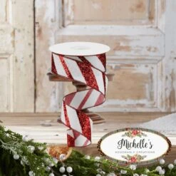 1.5" Diagonal Glitter On Royal Ribbon: Red (10 Yards) 19 1.5" Diagonal Glitter On Royal Ribbon: Red (10 Yards) -Northlight Shop 36352531977072 1