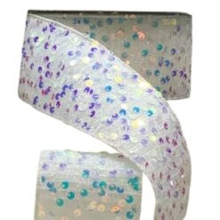 2.5" Sequin Tinsel Ribbon: White (10 Yards) 18 2.5" Sequin Tinsel Ribbon: White (10 Yards) -Northlight Shop 367447215271280 1