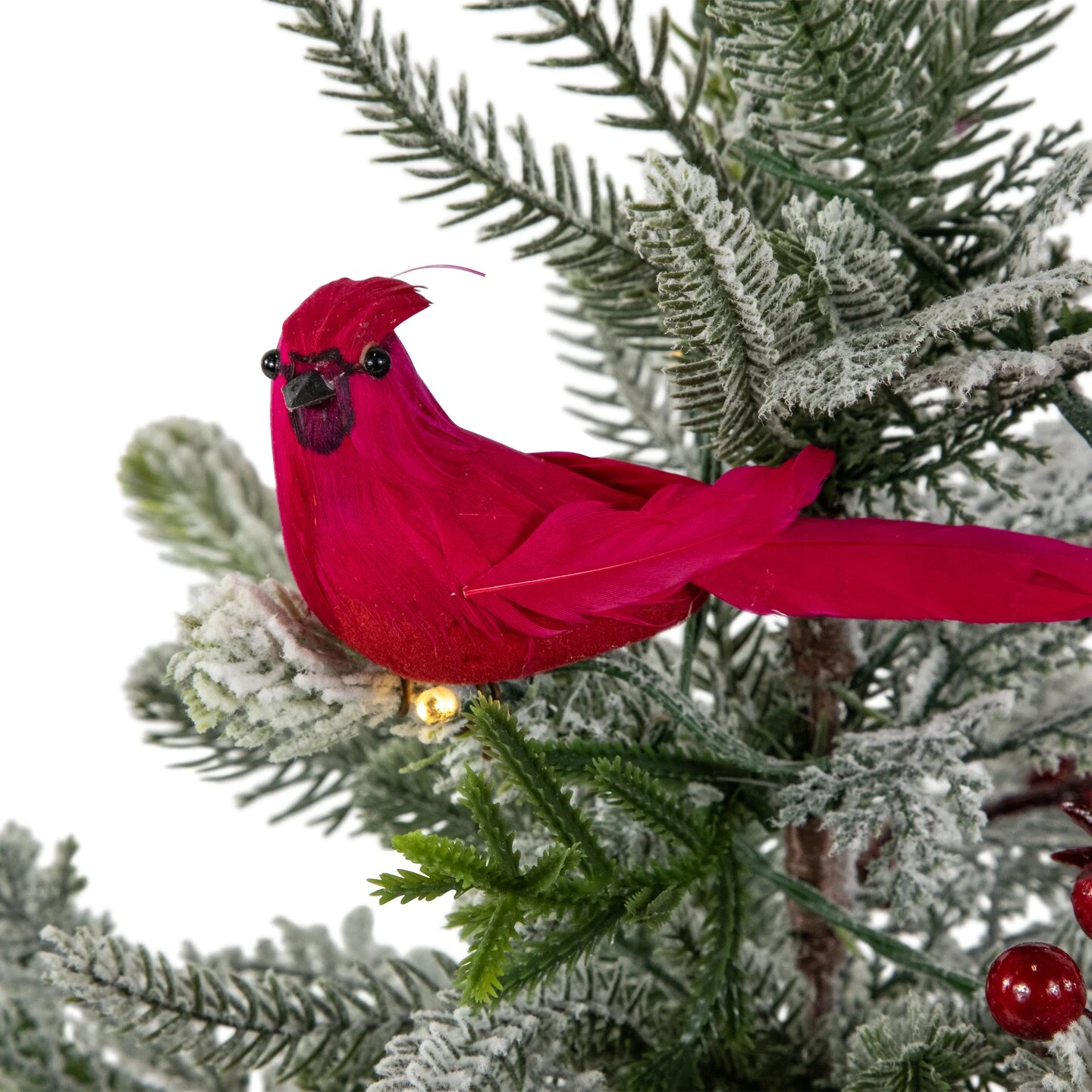 Northlight Pre-Lit LED Frosted Mixed Pine With Cardinals Potted Christmas Tree - 2' - Warm White Lights Green 8 Northlight Pre-Lit LED Frosted Mixed Pine With Cardinals Potted Christmas Tree - 2' - Warm White Lights Green - Image 6