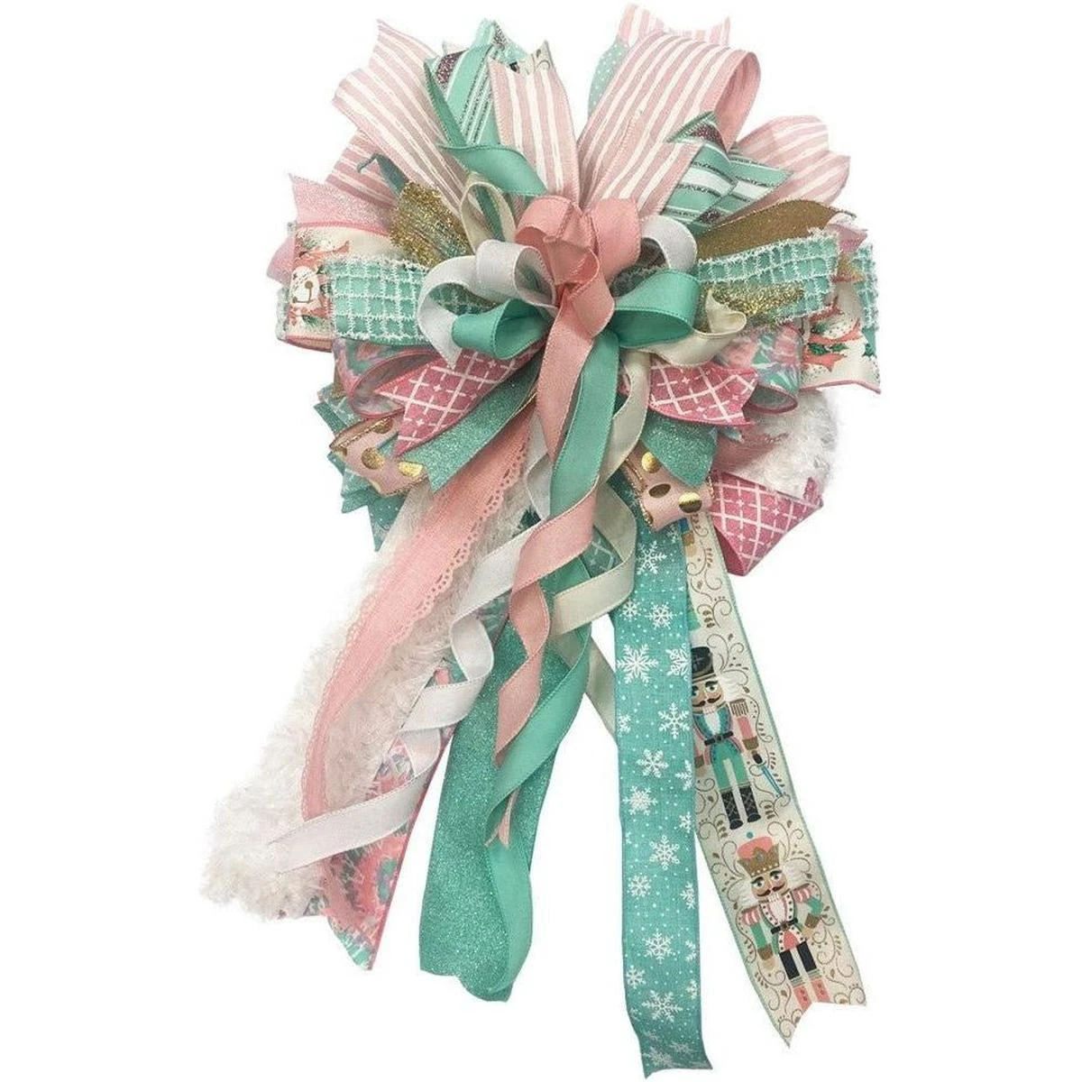 2.5" Nutcracker Ribbon: Ivory/Mint Green (10 Yards) 7 2.5" Nutcracker Ribbon: Ivory/Mint Green (10 Yards) - Image 5
