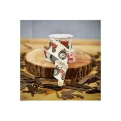 2.5" Tractor On Royal Burlap Ribbon: Cream & Red (10 Yards) -Northlight Shop 374969809490800 2