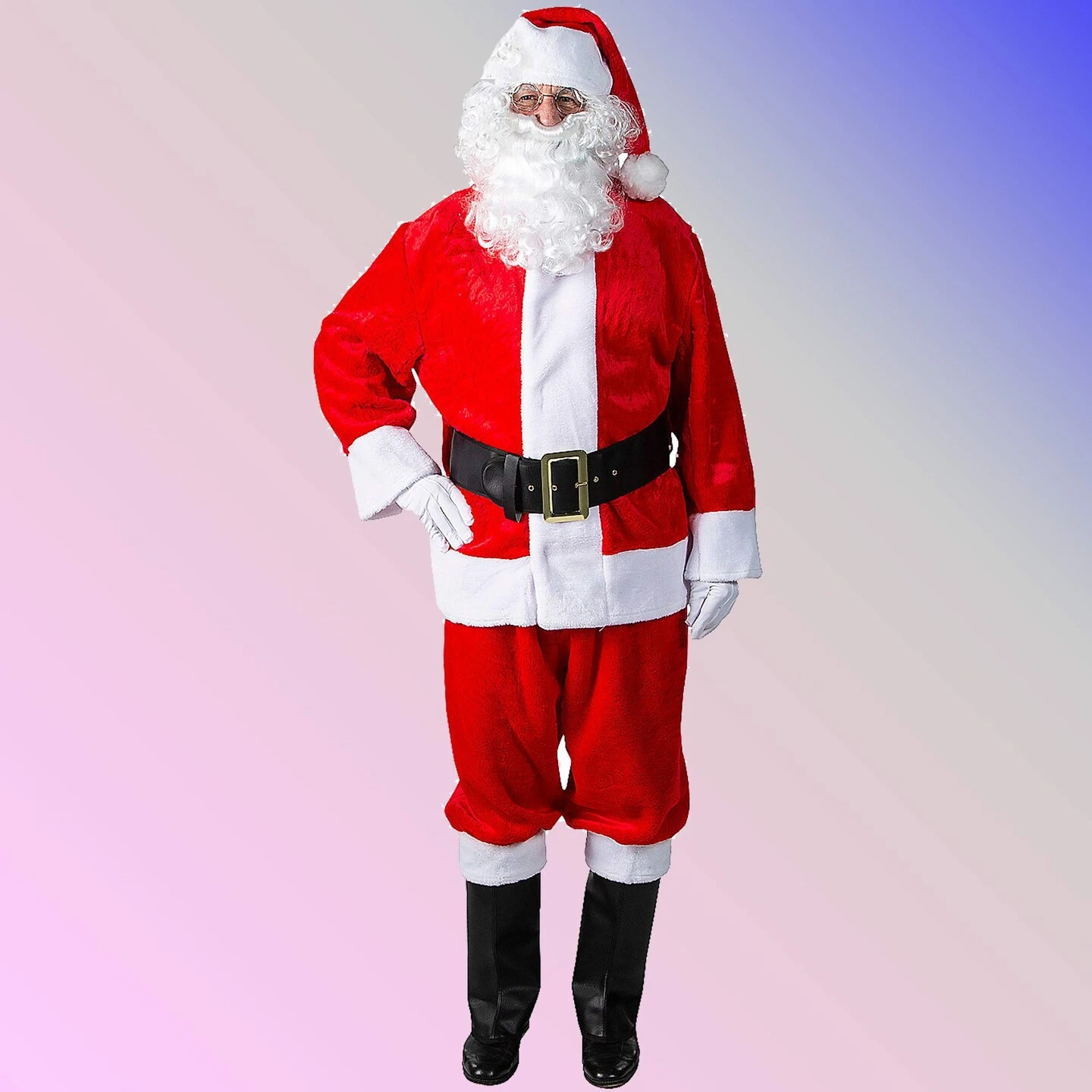 10-Pieces Plush Santa Suit With Belt, Gloves, Boot Tops, Hat & More Accessories 11 10-Pieces Plush Santa Suit With Belt, Gloves, Boot Tops, Hat & More Accessories - Image 9