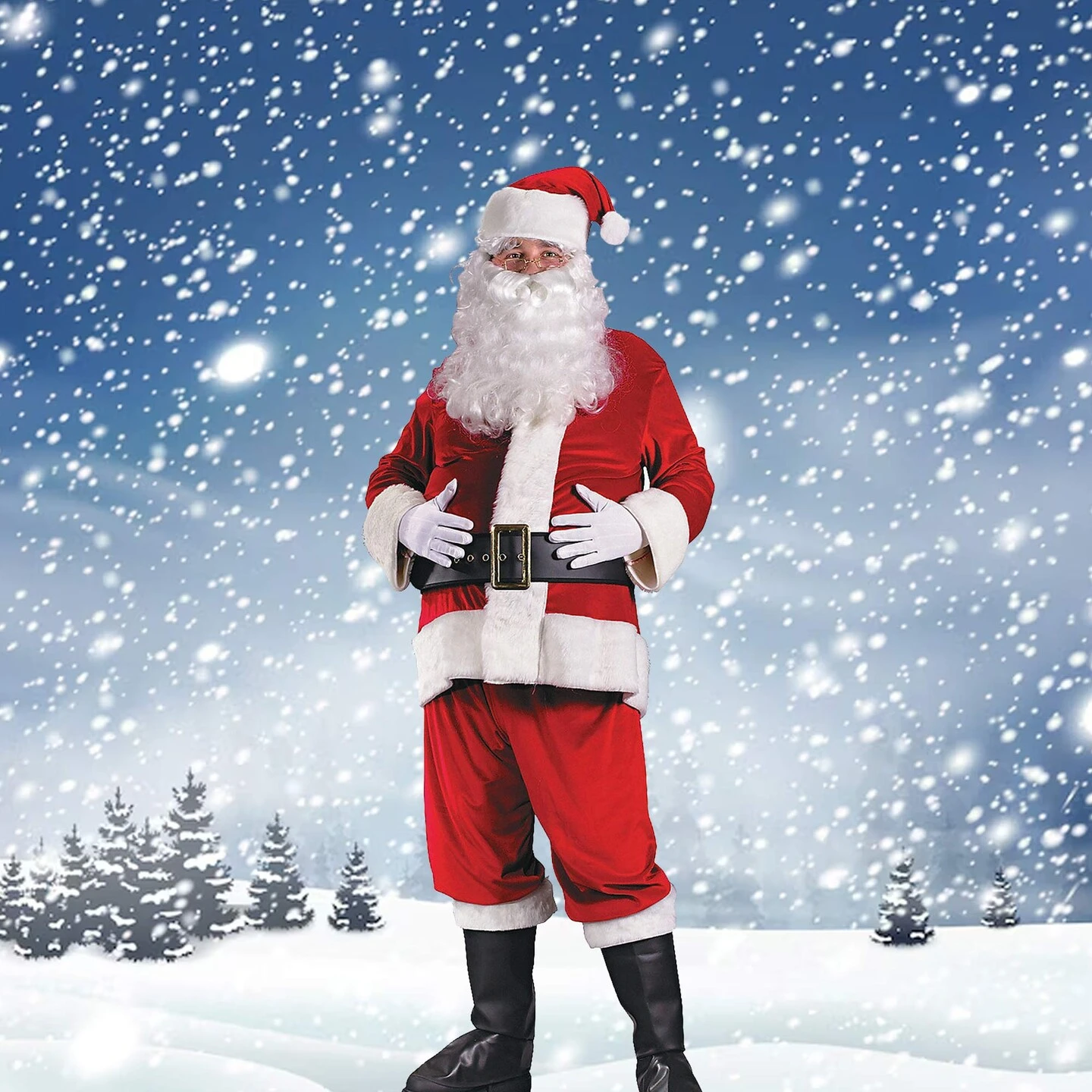 Santa Suit Costume For Men Deluxe Velour Jacket, Pants, Hat, Belt And Gloves Set Red 6 Santa Suit Costume For Men Deluxe Velour Jacket, Pants, Hat, Belt And Gloves Set Red - Image 4