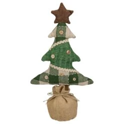 Northlight Country Buffalo Plaid Christmas Tree With Burlap Base - 17.5" - Tan And Green